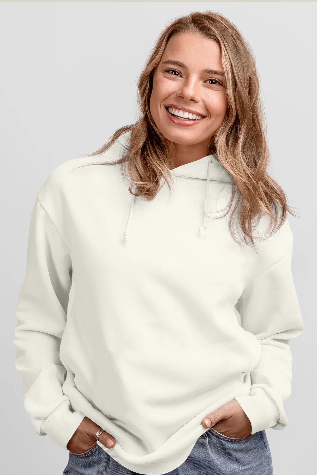 GABU.® Özel Baskı Premium Unisex Regular Ekru Kapşonlu Hoodie